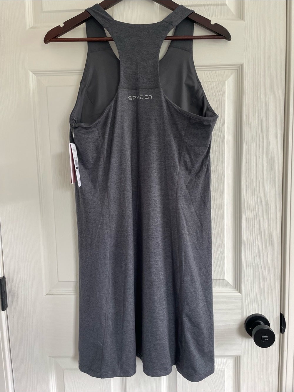 NWT Spyder Charcoal Athletic Tank Dress Size Large Athleisure Sporty Chic Tennis